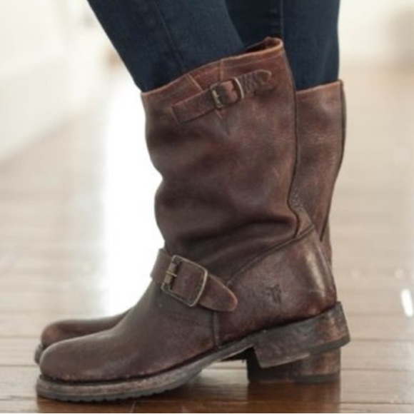 Frye Shoes - Frye Veronica Brown Short Boots Moto